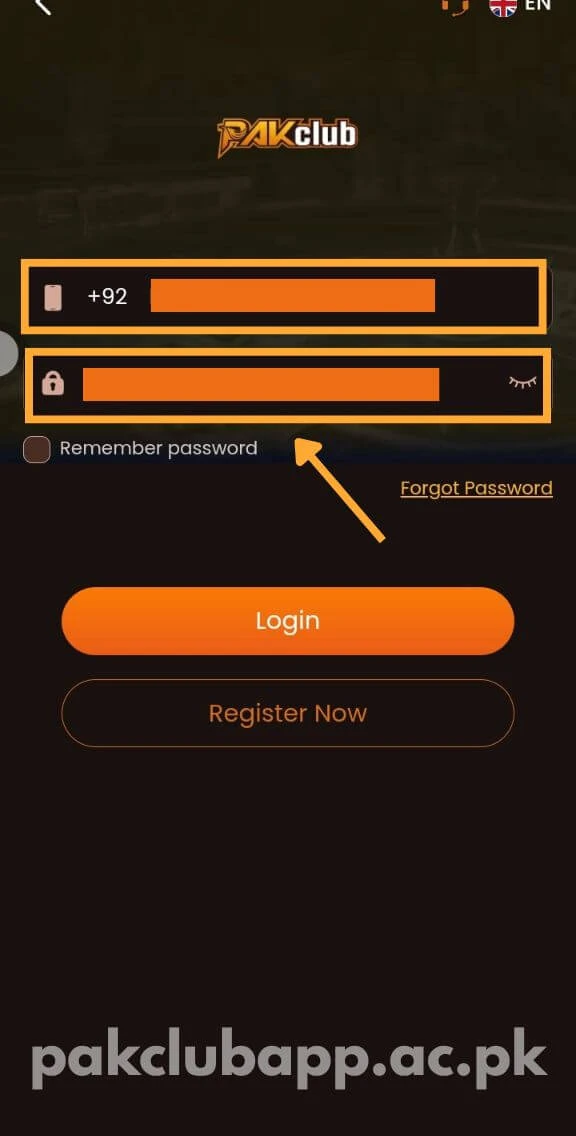 Enter Password for Login screenshot