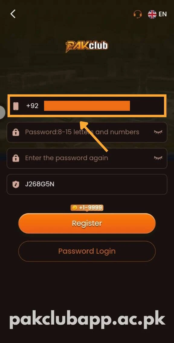 Enter Phone for Register screenshot