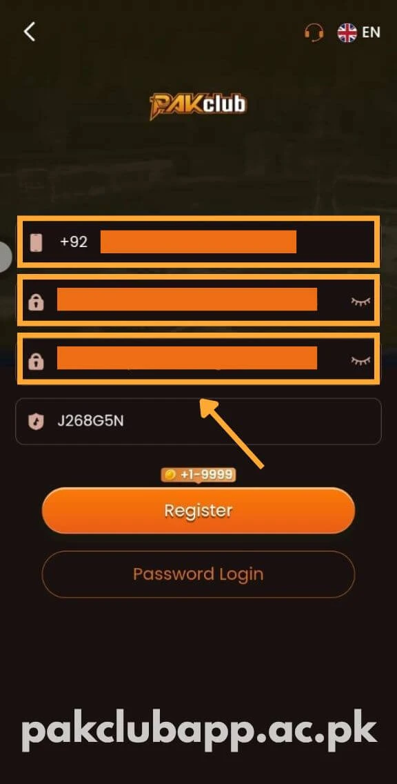 Enter Strong Password for Register screenshot
