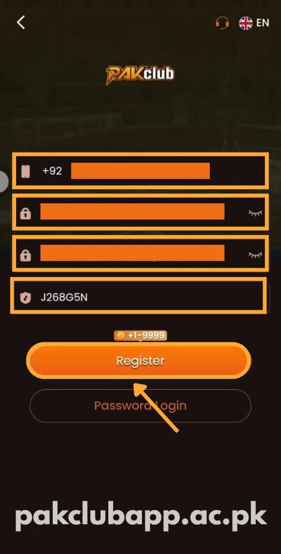 Press Register Button screenshot